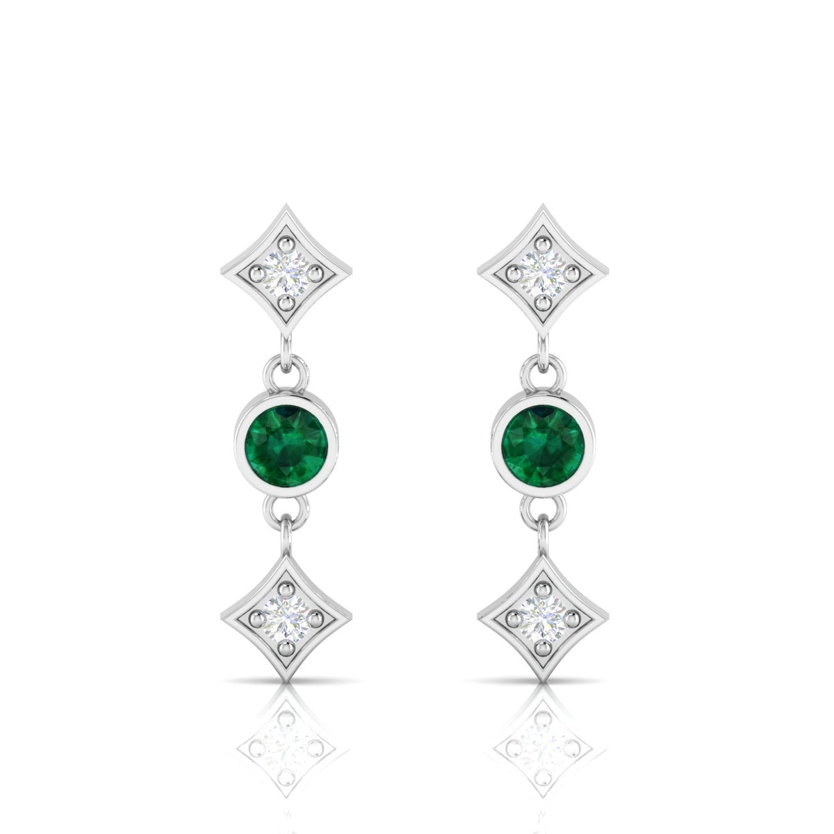 Emerald Drops & Danglers Sterling Silver Earrings