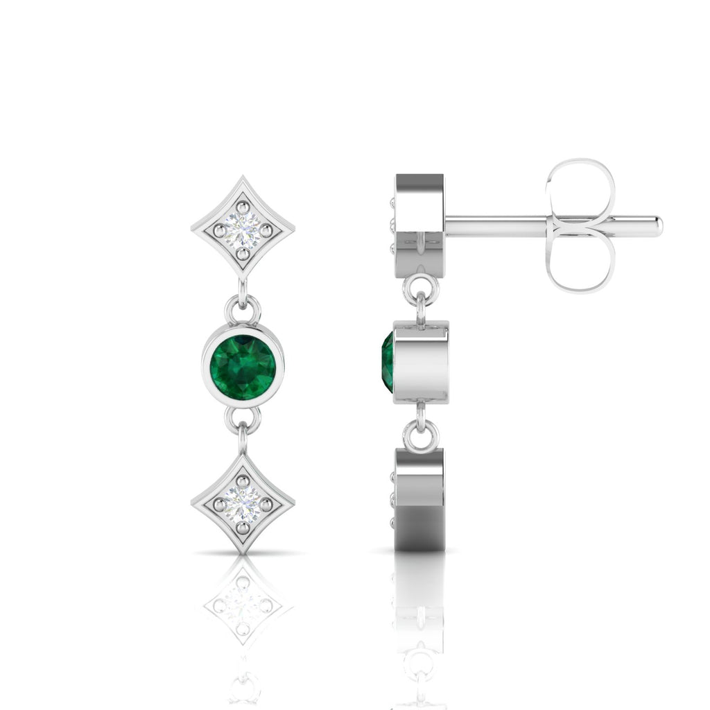 Emerald Drops & Danglers Sterling Silver Earrings