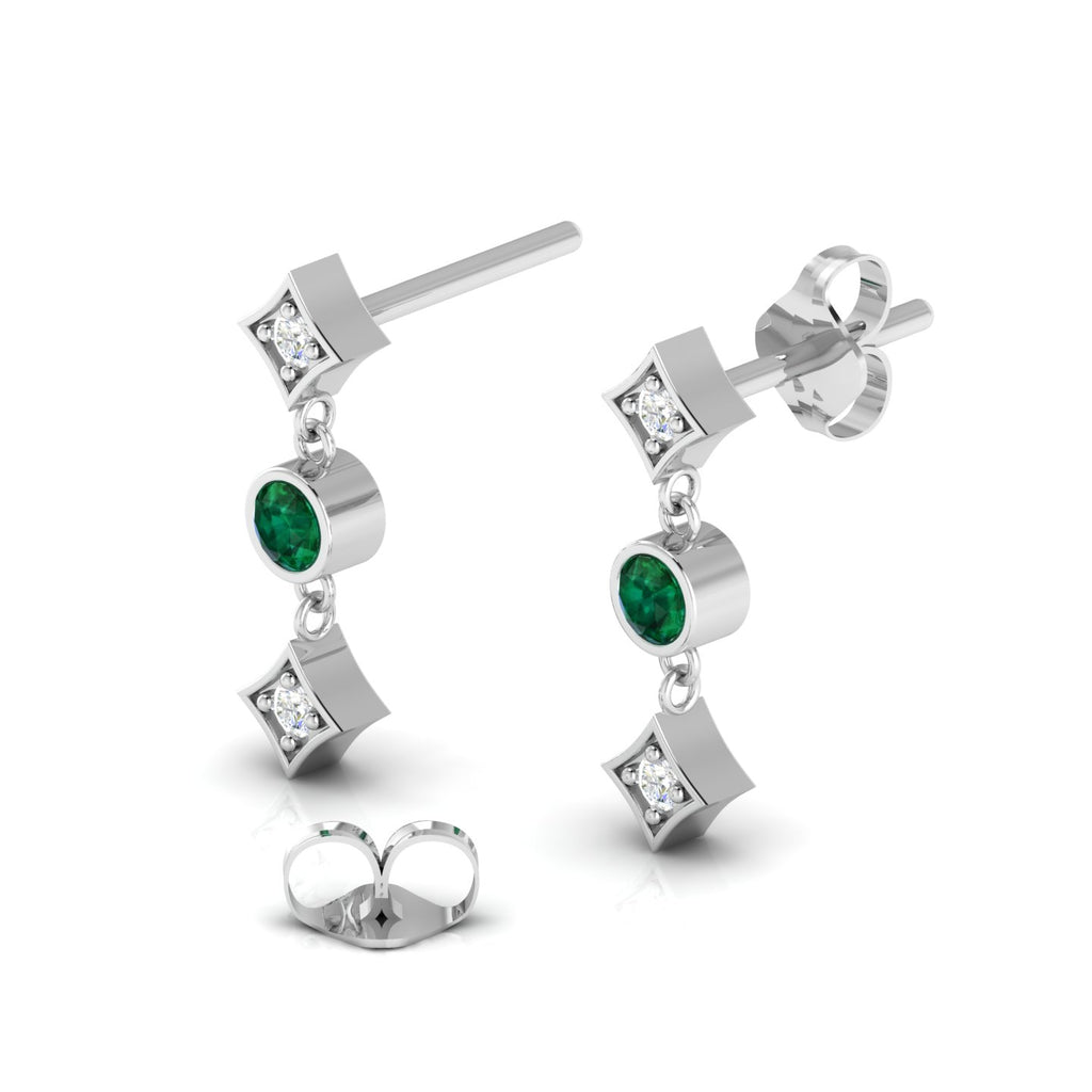 Emerald Drops & Danglers Sterling Silver Earrings
