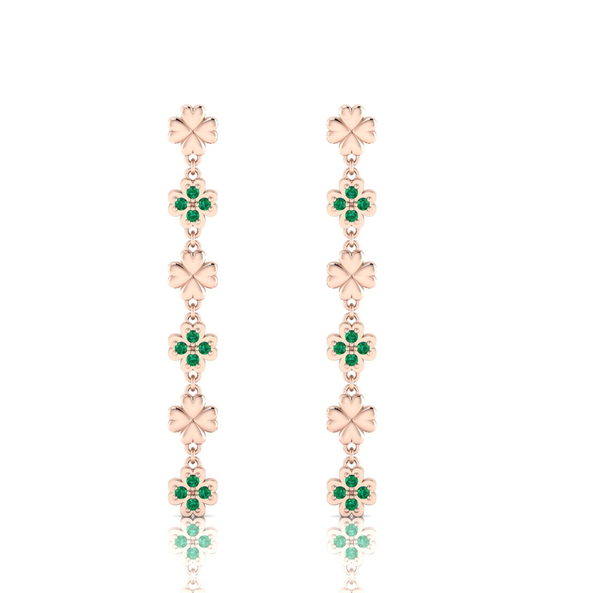 Emerald Rose Gold Plated Drops & Danglers Clover Earrings
