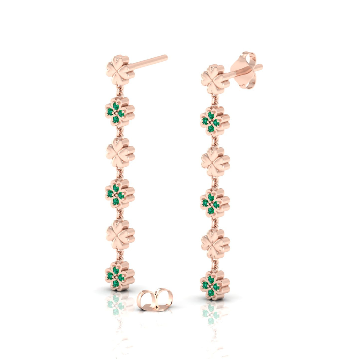 Emerald Rose Gold Plated Drops & Danglers Clover Earrings