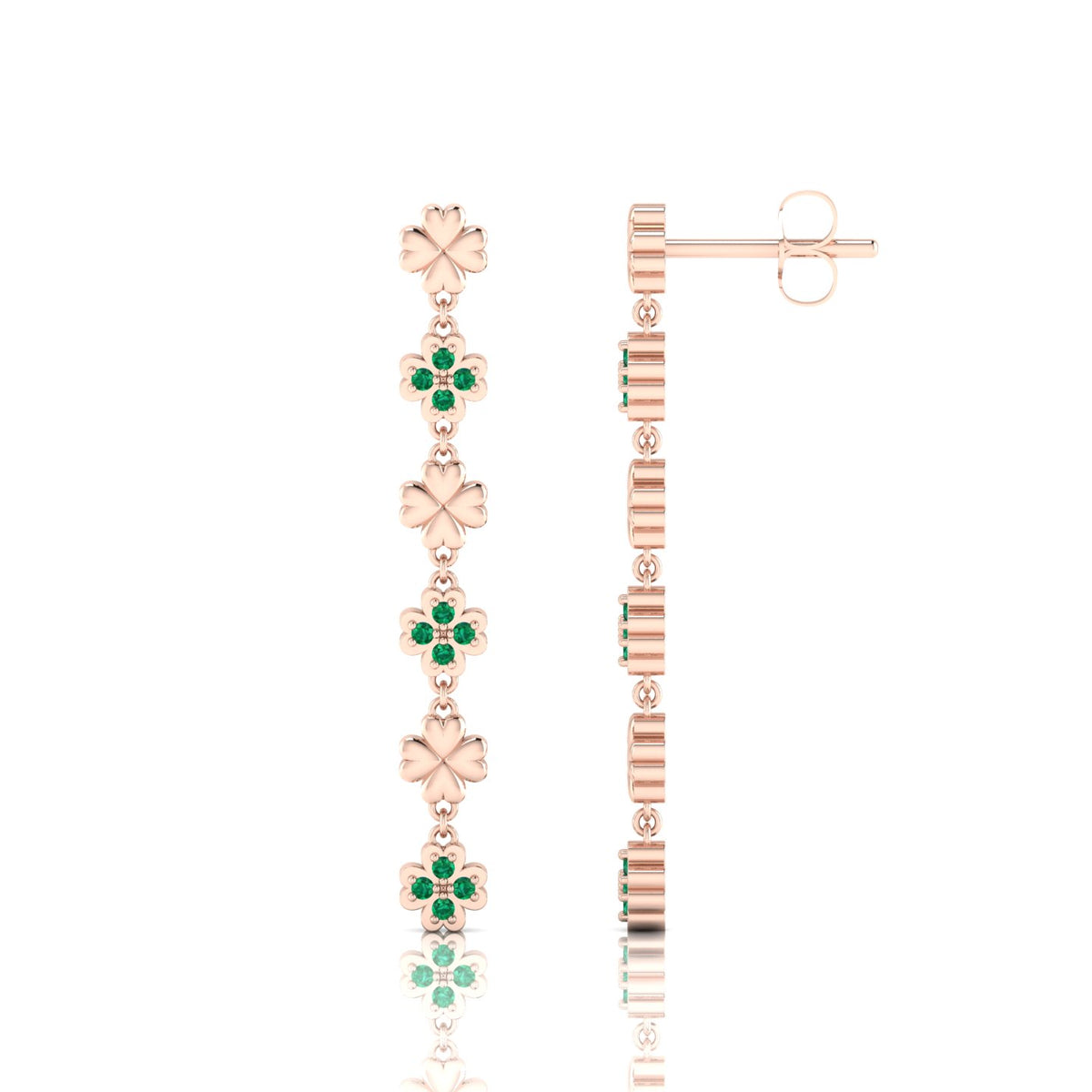 Emerald Rose Gold Plated Drops & Danglers Clover Earrings