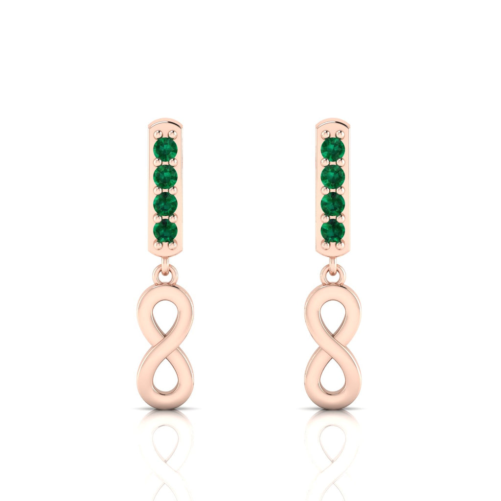 Infinity Drops Rose Gold Plated Emerald Earrings