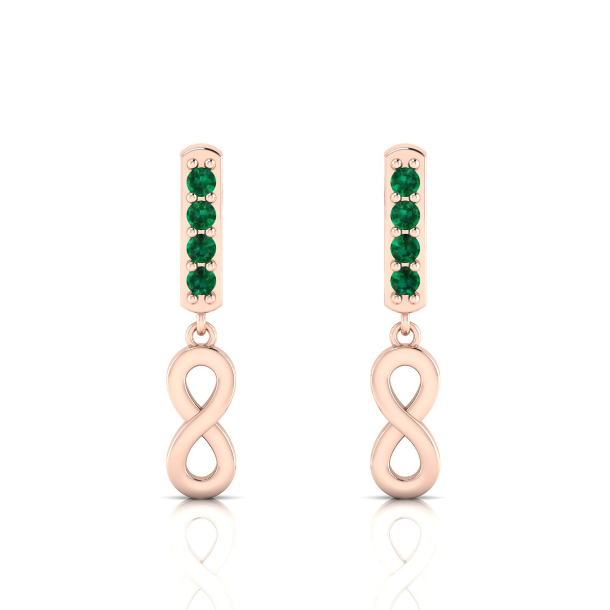 Infinity Drops Rose Gold Plated Emerald Earrings