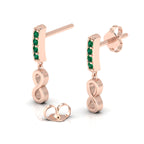 Infinity Drops Rose Gold Plated Emerald Earrings