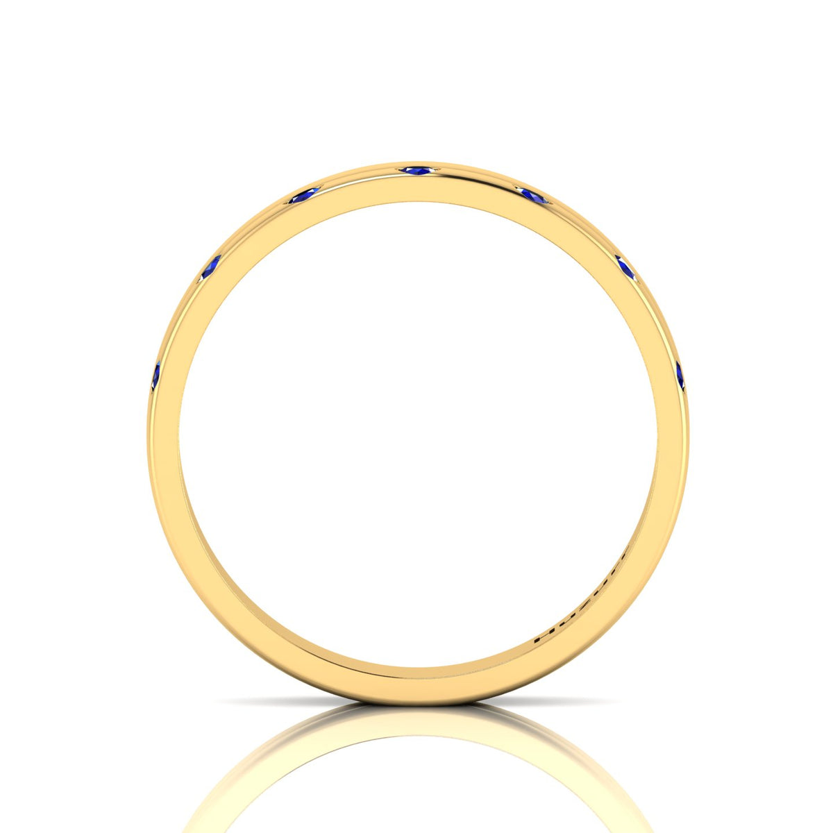 7 Stone Round Lab Created Diamond Gold Plated Flush Set Band Ring