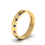 7 Stone Round Lab Created Diamond Gold Plated Flush Set Band Ring