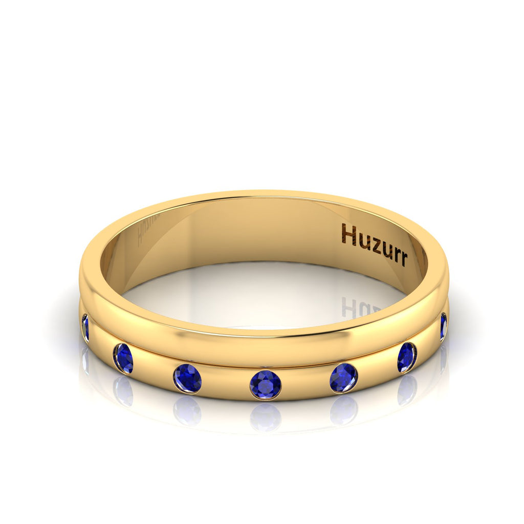 7 Stone Round Lab Created Diamond Gold Plated Flush Set Band Ring