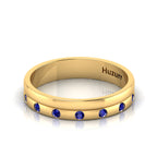 7 Stone Round Lab Created Diamond Gold Plated Flush Set Band Ring