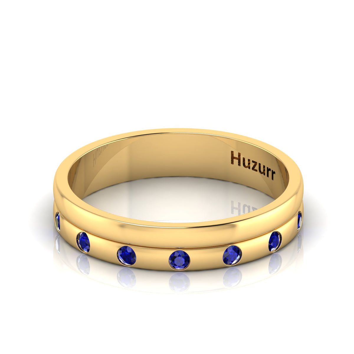 7 Stone Round Lab Created Diamond Gold Plated Flush Set Band Ring