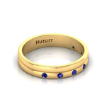7 Stone Round Lab Created Diamond Gold Plated Flush Set Band Ring