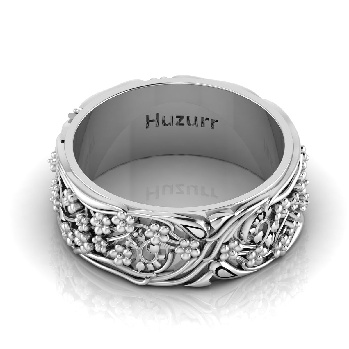 Stylish Flower Sterling Silver Band Ring