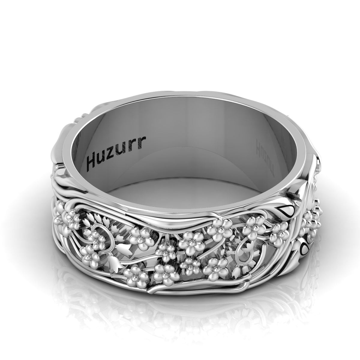 Stylish Flower Sterling Silver Band Ring