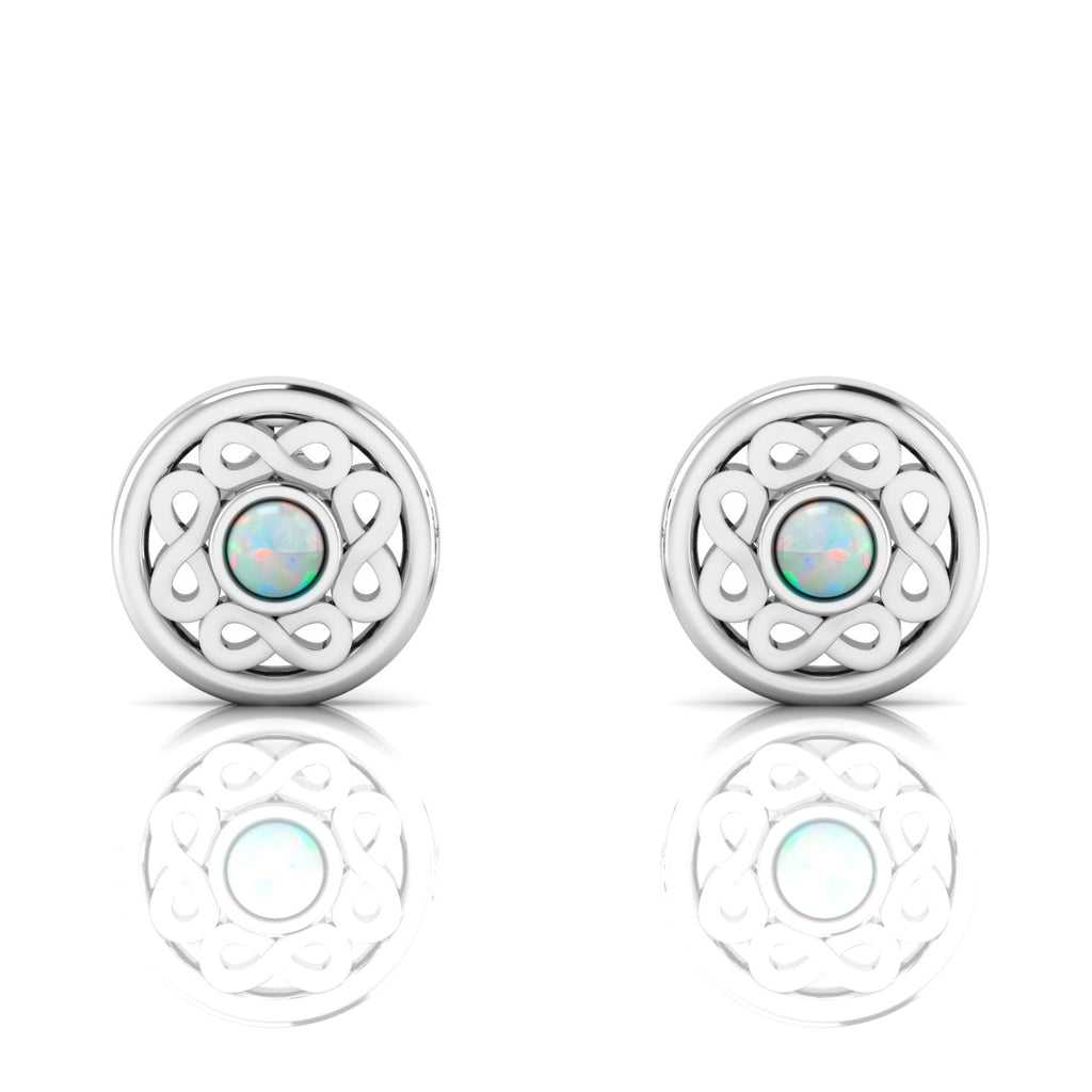 Infinity Studs Opal Sterling Silver Earrings