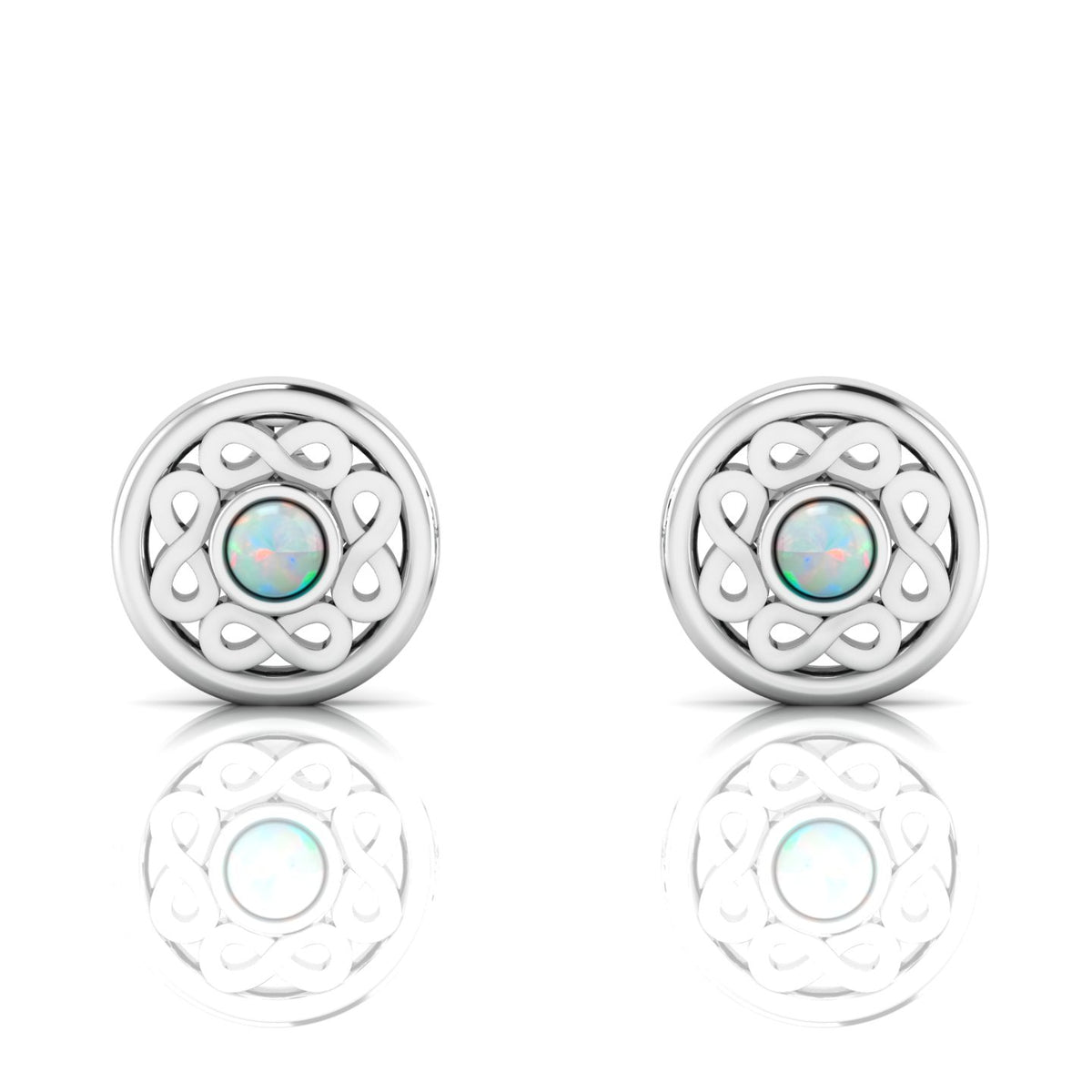 Infinity Studs Opal Sterling Silver Earrings