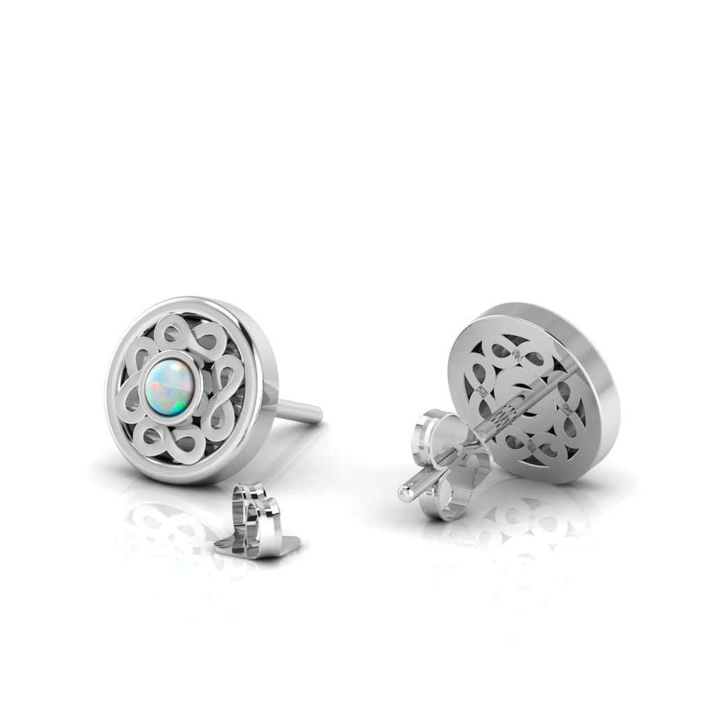 Infinity Studs Opal Sterling Silver Earrings