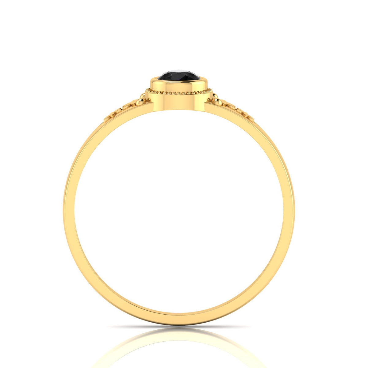 Tear Drop Style Black Diamond Flower Gold Plated Solitaire Ring