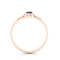Tear Drop Style Tanzanite Flower Two Tone Rose Gold Plated Solitaire Ring
