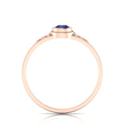 Tear Drop Style Tanzanite Flower Two Tone Rose Gold Plated Solitaire Ring
