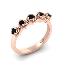 Rose Gold Plated Rose Flower 5 Stone Black Diamond Ring