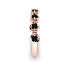 Rose Gold Plated Rose Flower 5 Stone Black Diamond Ring