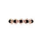 Rose Gold Plated Rose Flower 5 Stone Black Diamond Ring