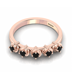 Rose Gold Plated Rose Flower 5 Stone Black Diamond Ring