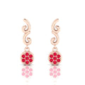 Swirl Rose Gold Plated Drops Ruby Earrings