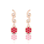 Swirl Rose Gold Plated Drops Ruby Earrings