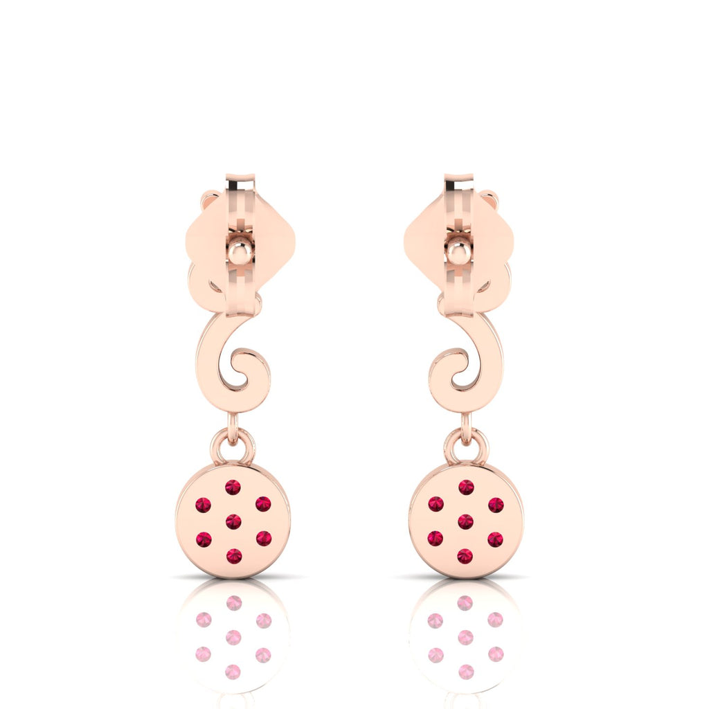 Swirl Rose Gold Plated Drops Ruby Earrings