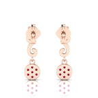 Swirl Rose Gold Plated Drops Ruby Earrings
