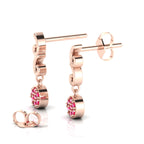 Swirl Rose Gold Plated Drops Ruby Earrings