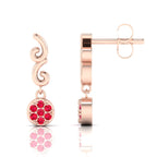 Swirl Rose Gold Plated Drops Ruby Earrings