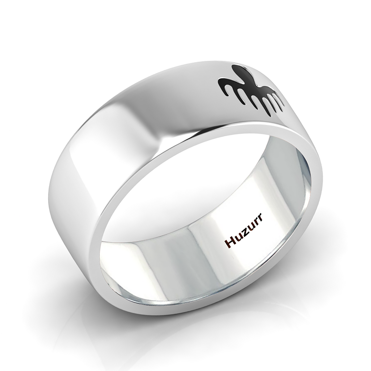Black Enamel Spectre Band Sterling Silver Ring