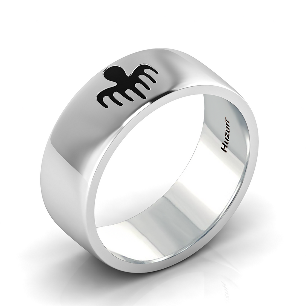 Black Enamel Spectre Band Sterling Silver Ring