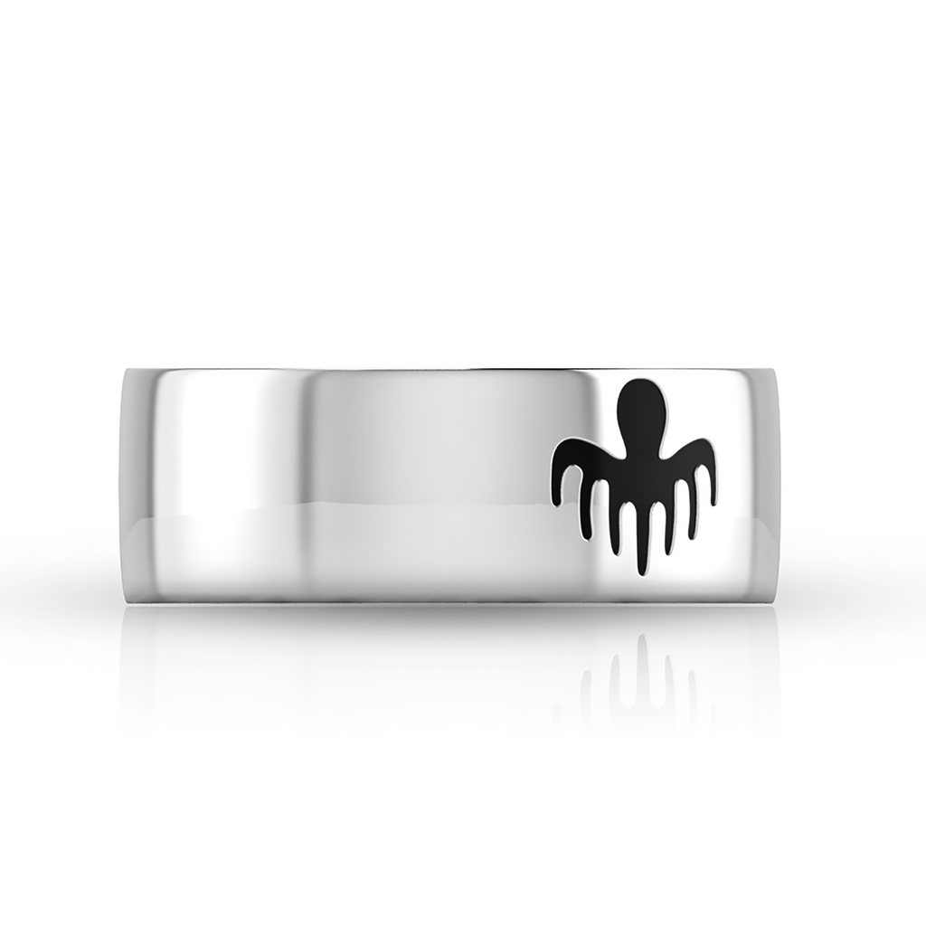 Black Enamel Spectre Band Sterling Silver Ring