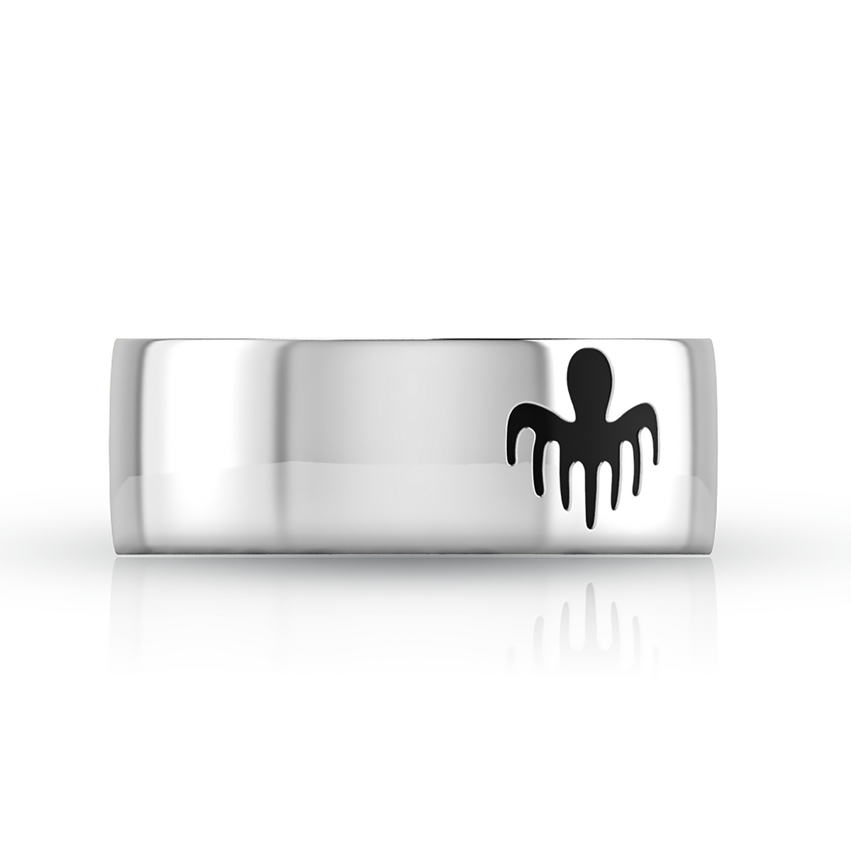 Black Enamel Spectre Band Sterling Silver Ring