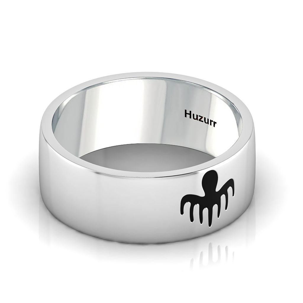 Black Enamel Spectre Band Sterling Silver Ring