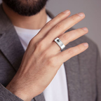 Black Enamel Spectre Band Sterling Silver Ring