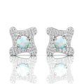 Square Studs Opal Sterling Silver Earrings
