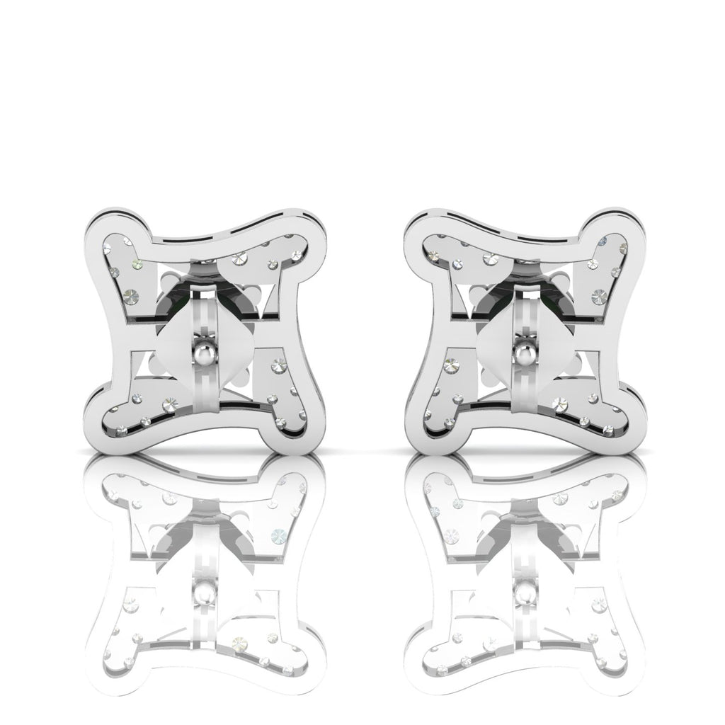 Square Studs Opal Sterling Silver Earrings