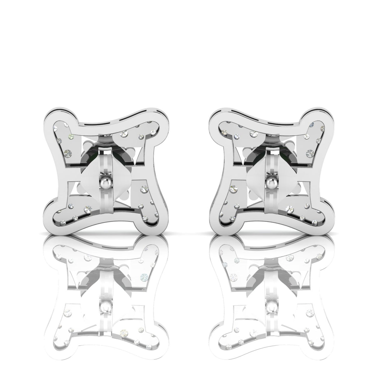 Square Studs Opal Sterling Silver Earrings