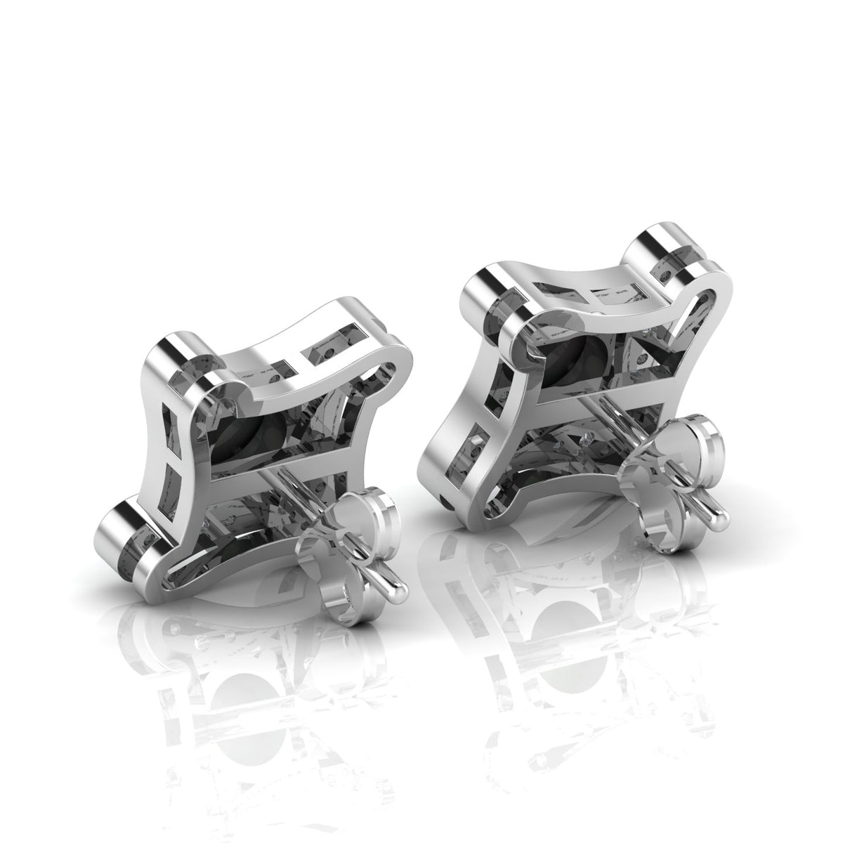 Square Studs Opal Sterling Silver Earrings