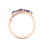 Princess-Cut Tanzanite Rose Gold Plated Three Stone Ring