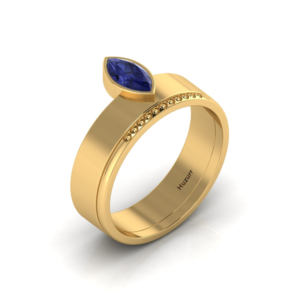 Marquise Tanzanite Gold Plated Solitaire Solid Ring