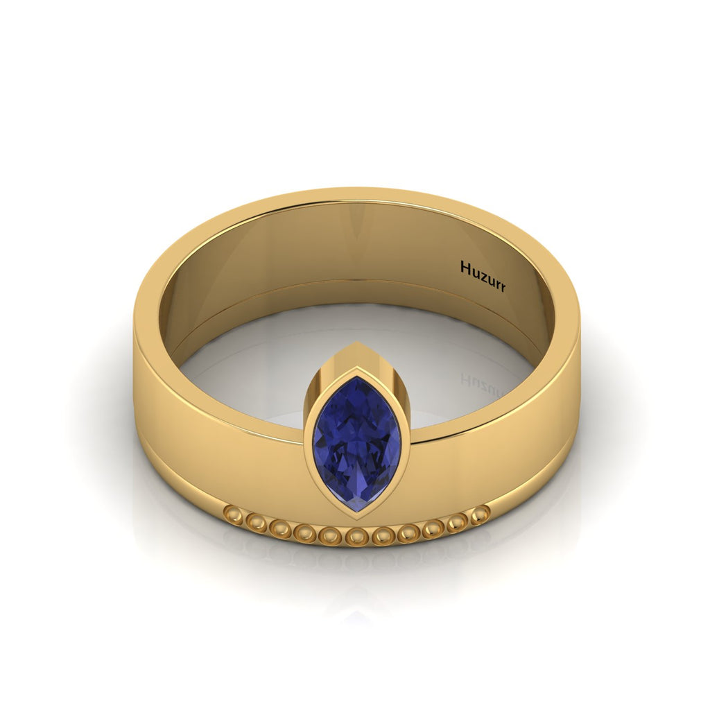 Marquise Tanzanite Gold Plated Solitaire Solid Ring