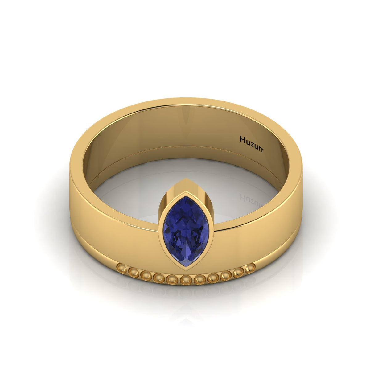 Marquise Tanzanite Gold Plated Solitaire Solid Ring