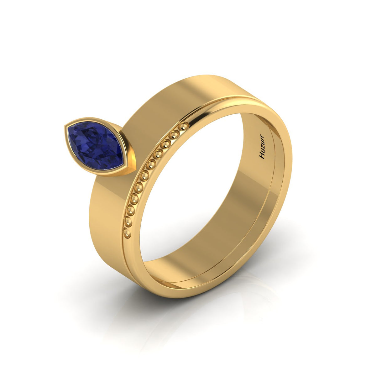 Marquise Tanzanite Gold Plated Solitaire Solid Ring
