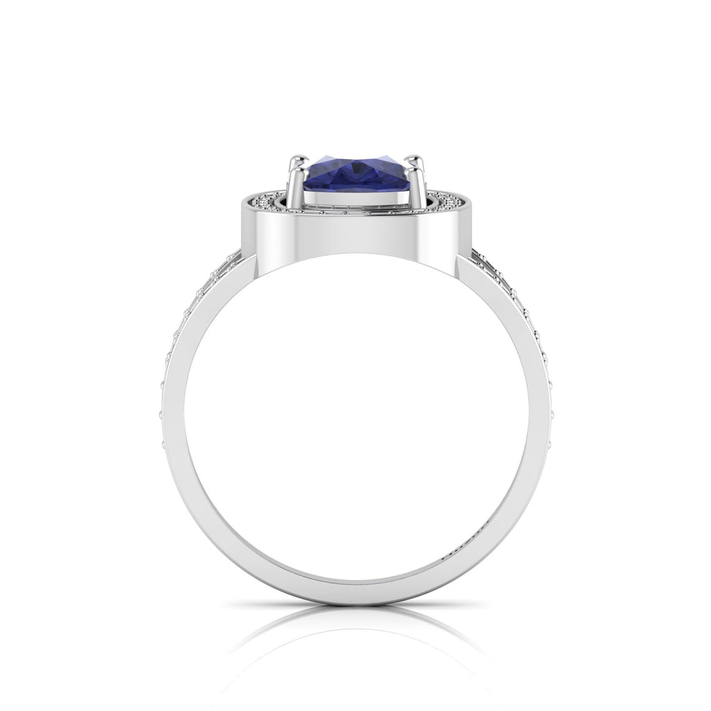 Cushion-Cut Tanzanite 925 Silver Solitaire Ring