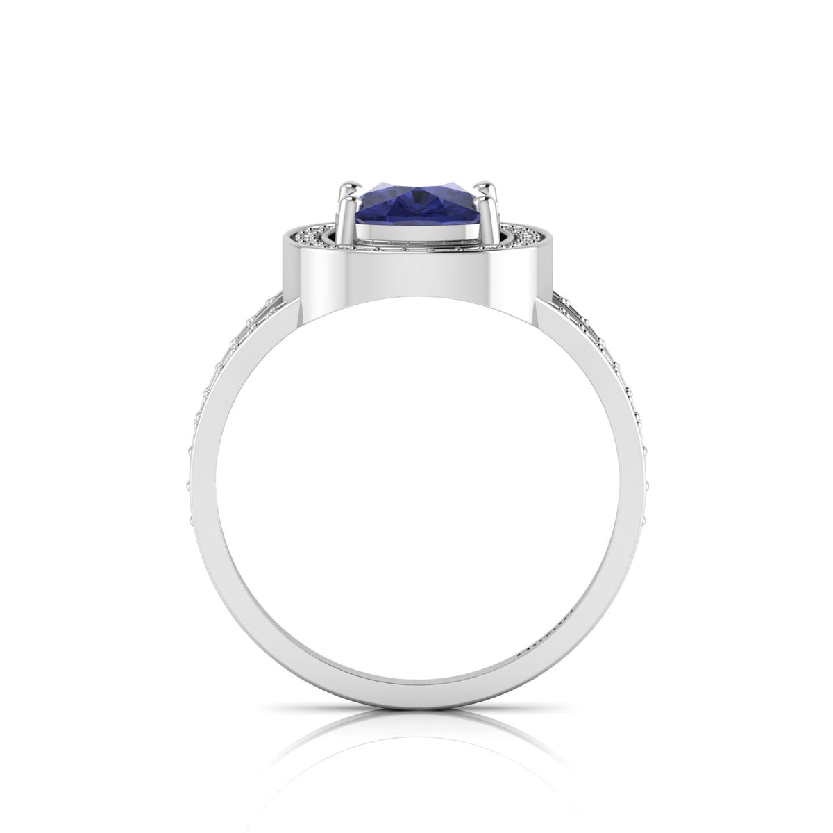 Cushion-Cut Tanzanite 925 Silver Solitaire Ring